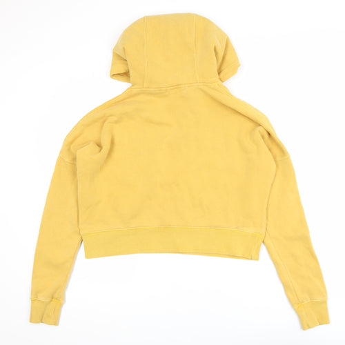 Superdry Womens Yellow Pullover Hoodie UK 8 Cotton Blend Lined Adventurewear