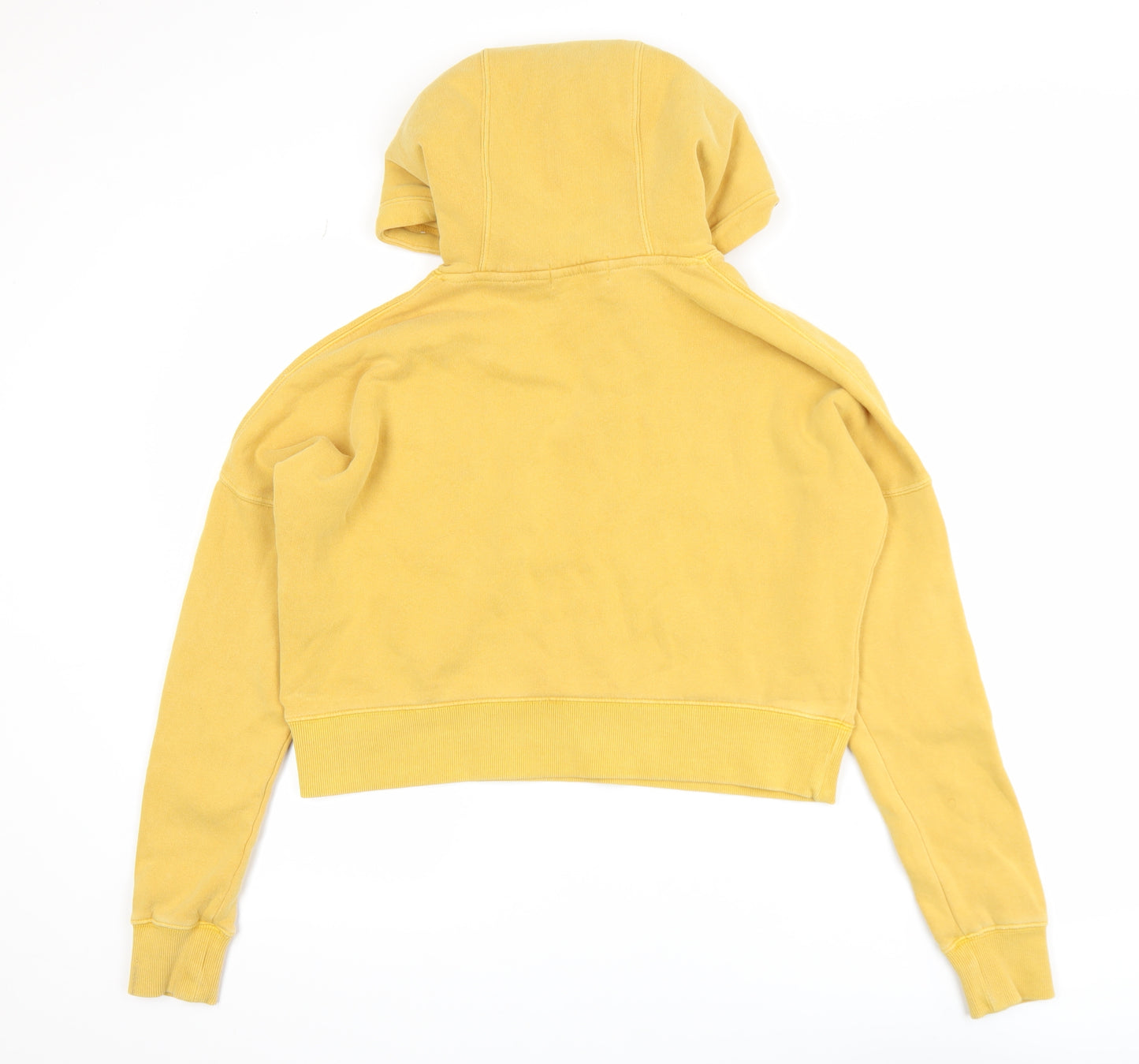 Superdry Womens Yellow Pullover Hoodie UK 8 Cotton Blend Lined Adventurewear