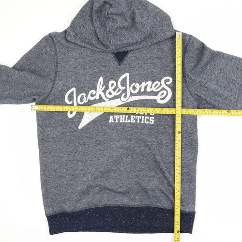 Jack & Jones Men's Blue Pullover Hoodie M Athletics Logo