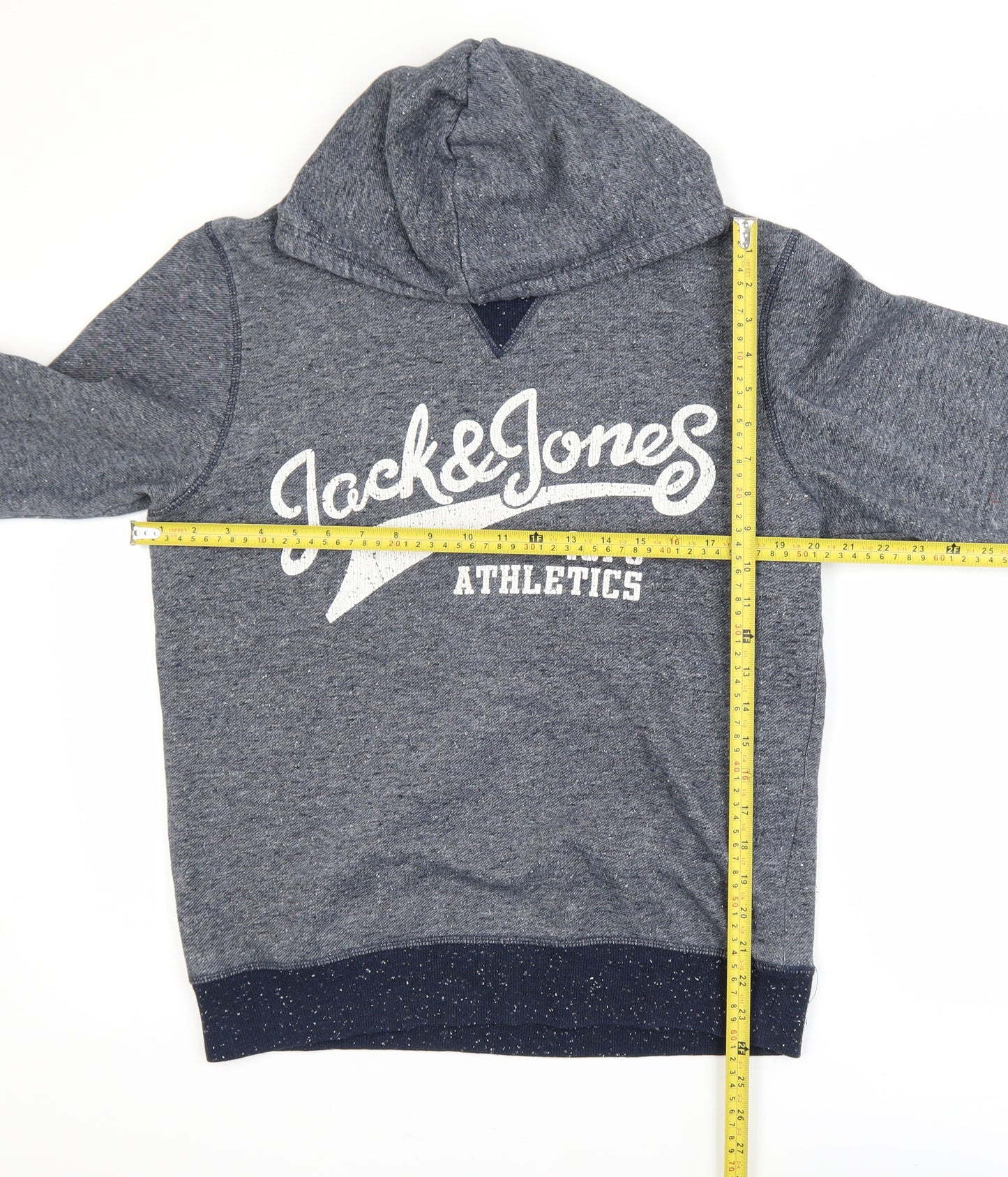 Jack & Jones Men's Blue Pullover Hoodie M Athletics Logo