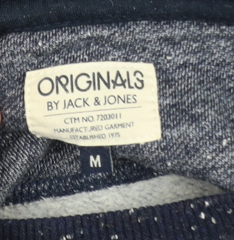 Jack & Jones Men's Blue Pullover Hoodie M Athletics Logo