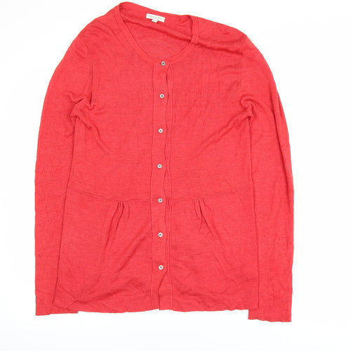 Massimo Dutti Women Red Silk Long Sleeve Cardigan Size 6