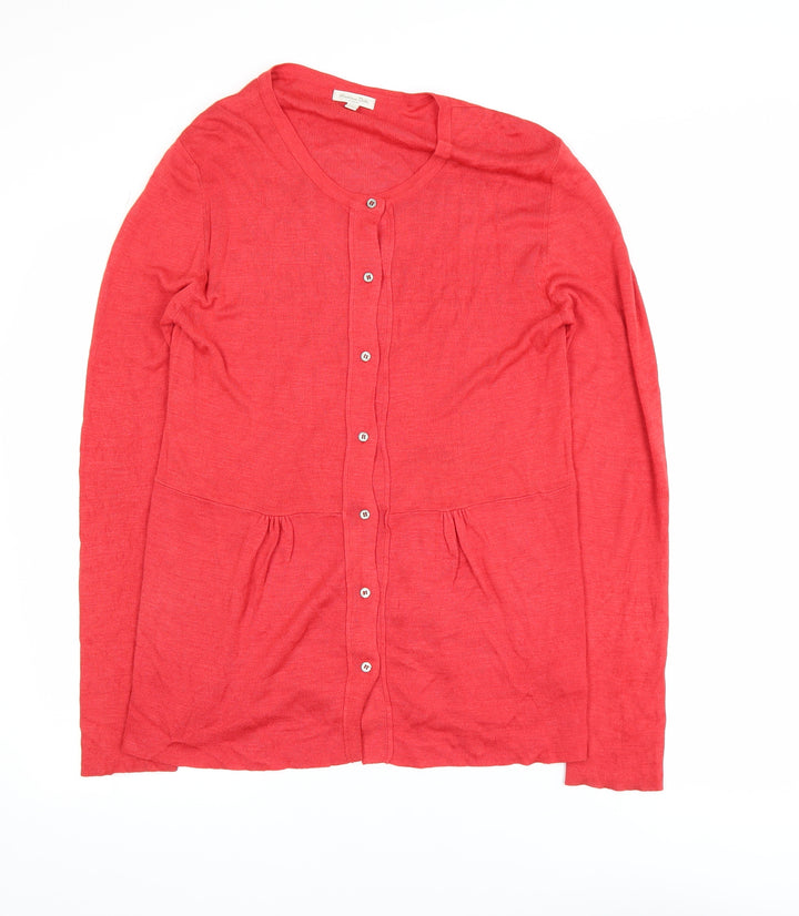 Massimo Dutti Women Red Silk Long Sleeve Cardigan Size 6