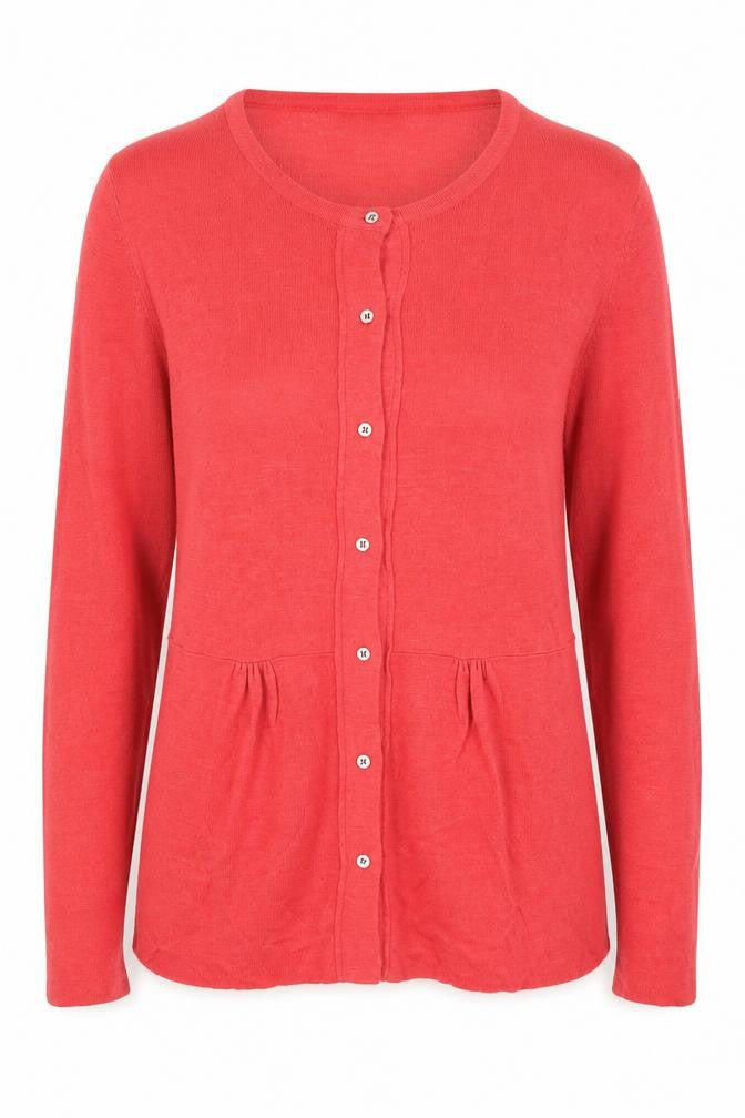 Front view of Massimo Dutti Women Red Silk Long Sleeve Cardigan, size 6