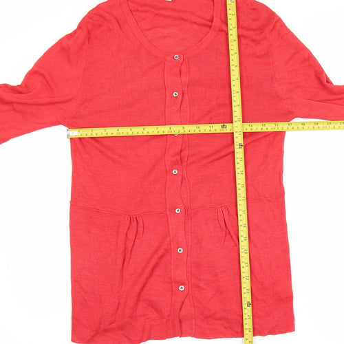 Massimo Dutti Women Red Silk Long Sleeve Cardigan Size 6