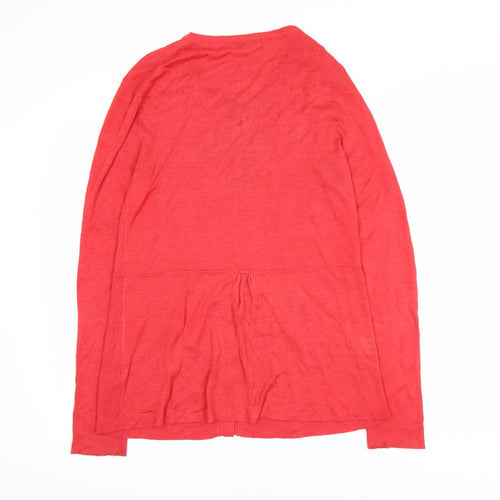 Massimo Dutti Women Red Silk Long Sleeve Cardigan Size 6