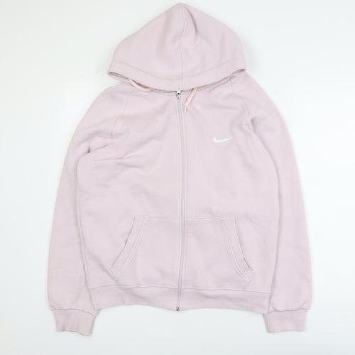 Nike Women's Pink 2XL Cotton Full Zip Hooded Track Jacket