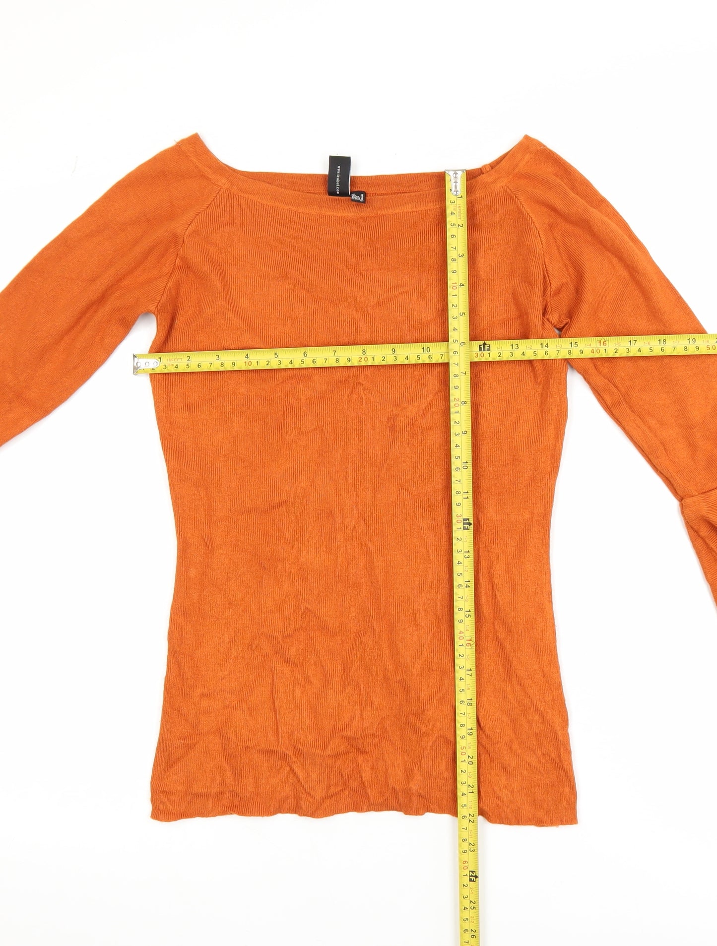 Izabel London Womens Orange Bell Sleeve Boat Neck Tunic Top Size 10