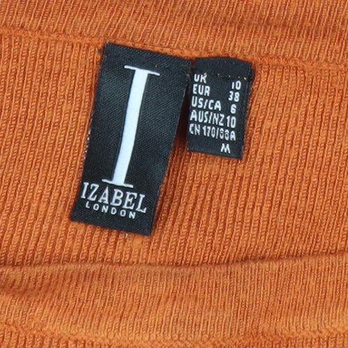 Izabel London Womens Orange Bell Sleeve Boat Neck Tunic Top Size 10