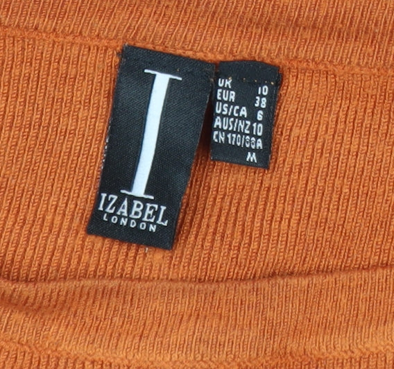 Izabel London Womens Orange Bell Sleeve Boat Neck Tunic Top Size 10