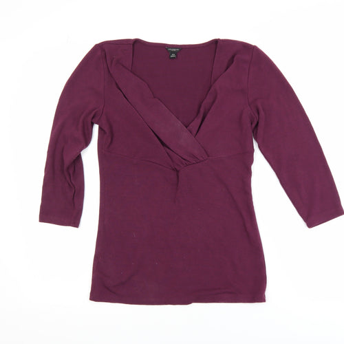 Ann Taylor Women’s Purple Wrap Blouse XS 3/4 Sleeve V-Neck Top