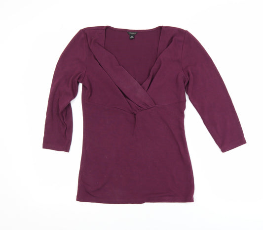 Ann Taylor Women’s Purple Wrap Blouse XS 3/4 Sleeve V-Neck Top
