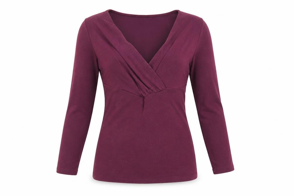 Ann Taylor Women’s Purple Wrap Blouse XS 3/4 Sleeve V-Neck Top