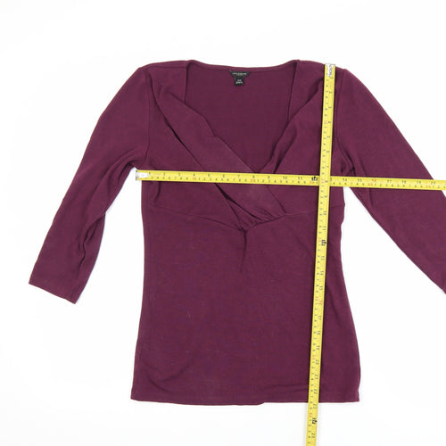 Ann Taylor Women’s Purple Wrap Blouse XS 3/4 Sleeve V-Neck Top