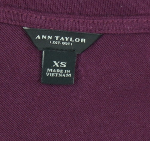 Ann Taylor Women’s Purple Wrap Blouse XS 3/4 Sleeve V-Neck Top