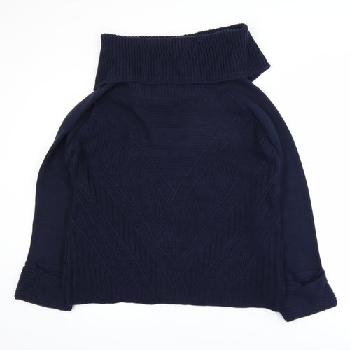 Oasis Women’s Blue Roll Neck Cable Knit Pullover Jumper Size L
