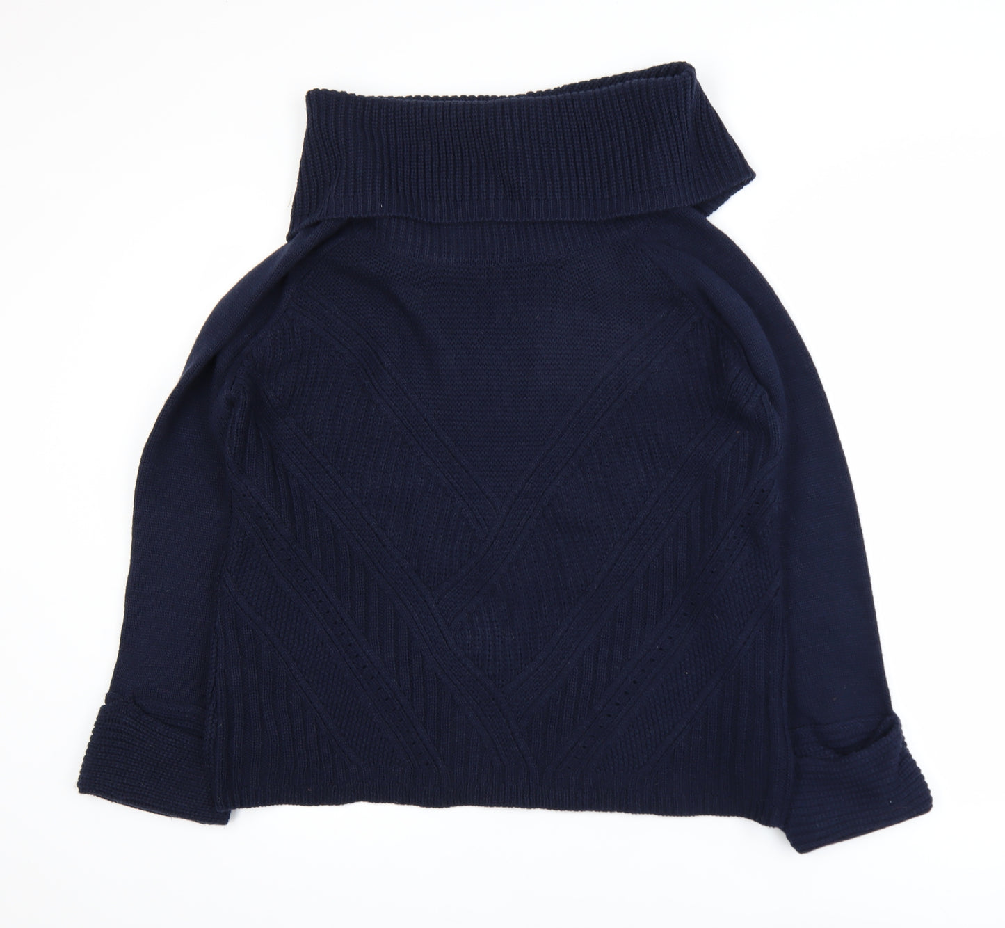 Oasis Women’s Blue Roll Neck Cable Knit Pullover Jumper Size L