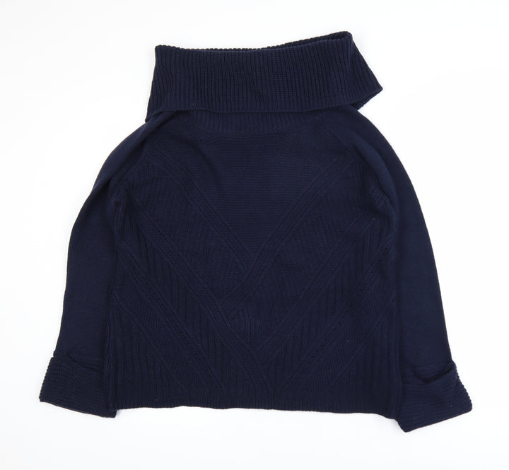 Oasis Women’s Blue Roll Neck Cable Knit Pullover Jumper Size L