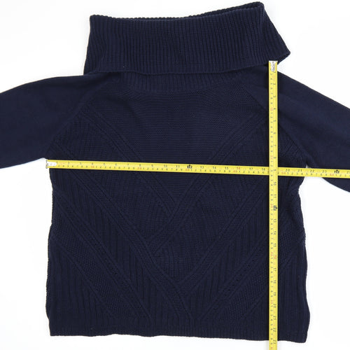 Oasis Women’s Blue Roll Neck Cable Knit Pullover Jumper Size L