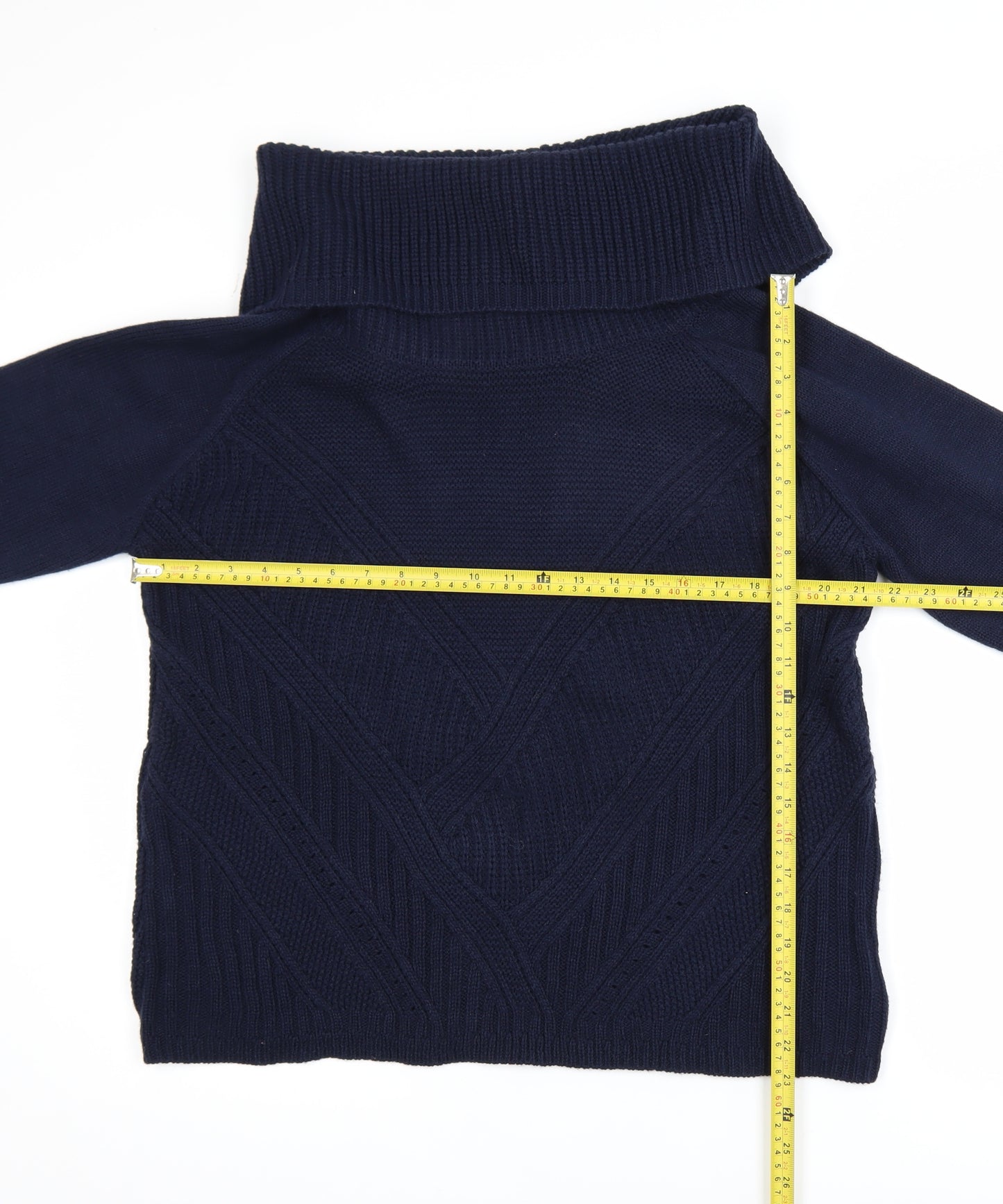 Oasis Women’s Blue Roll Neck Cable Knit Pullover Jumper Size L