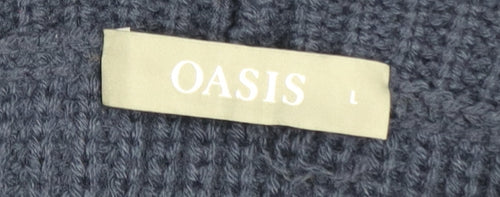 Oasis Women’s Blue Roll Neck Cable Knit Pullover Jumper Size L