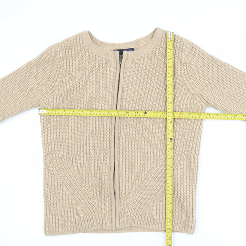 Marks and Spencer Women’s Beige Full Zip Chunky Knit Jumper Size 12