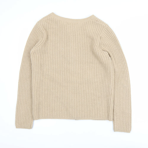 Marks and Spencer Women’s Beige Full Zip Chunky Knit Jumper Size 12