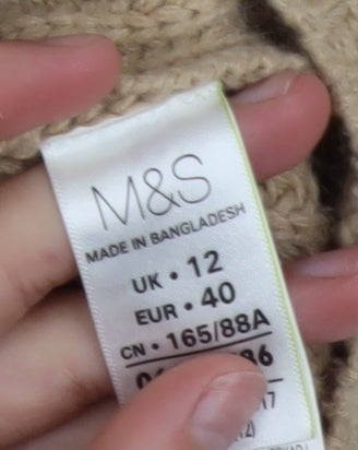 Marks and Spencer Women’s Beige Full Zip Chunky Knit Jumper Size 12