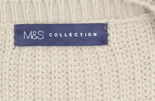 Marks and Spencer Women’s Beige Full Zip Chunky Knit Jumper Size 12