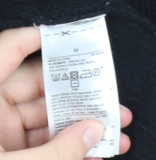 GAP Men’s Black V-Neck Merino Wool Blend Pullover Jumper M