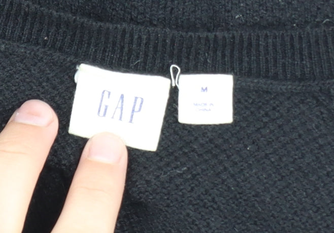 GAP Men’s Black V-Neck Merino Wool Blend Pullover Jumper M