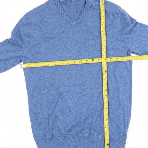 GAP Men's Blue Cotton Cashmere V-Neck Jumper Size S