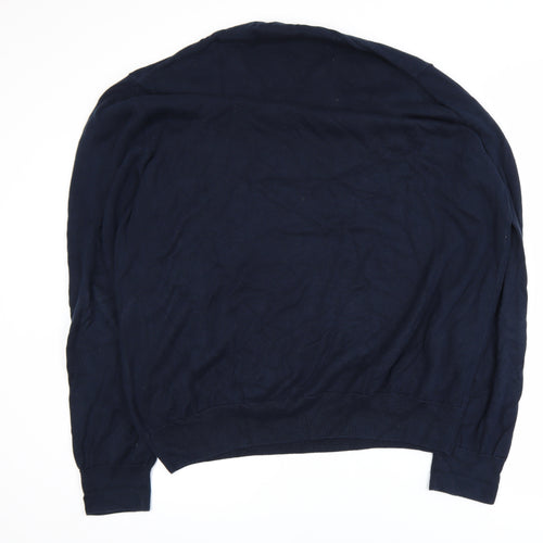 Marks and Spencer Men's Blue 2XL Cotton Crew Neck Jumper