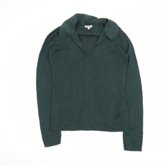 Jigsaw Women's Green Silk Cotton Collared Long Sleeve Blouse XS