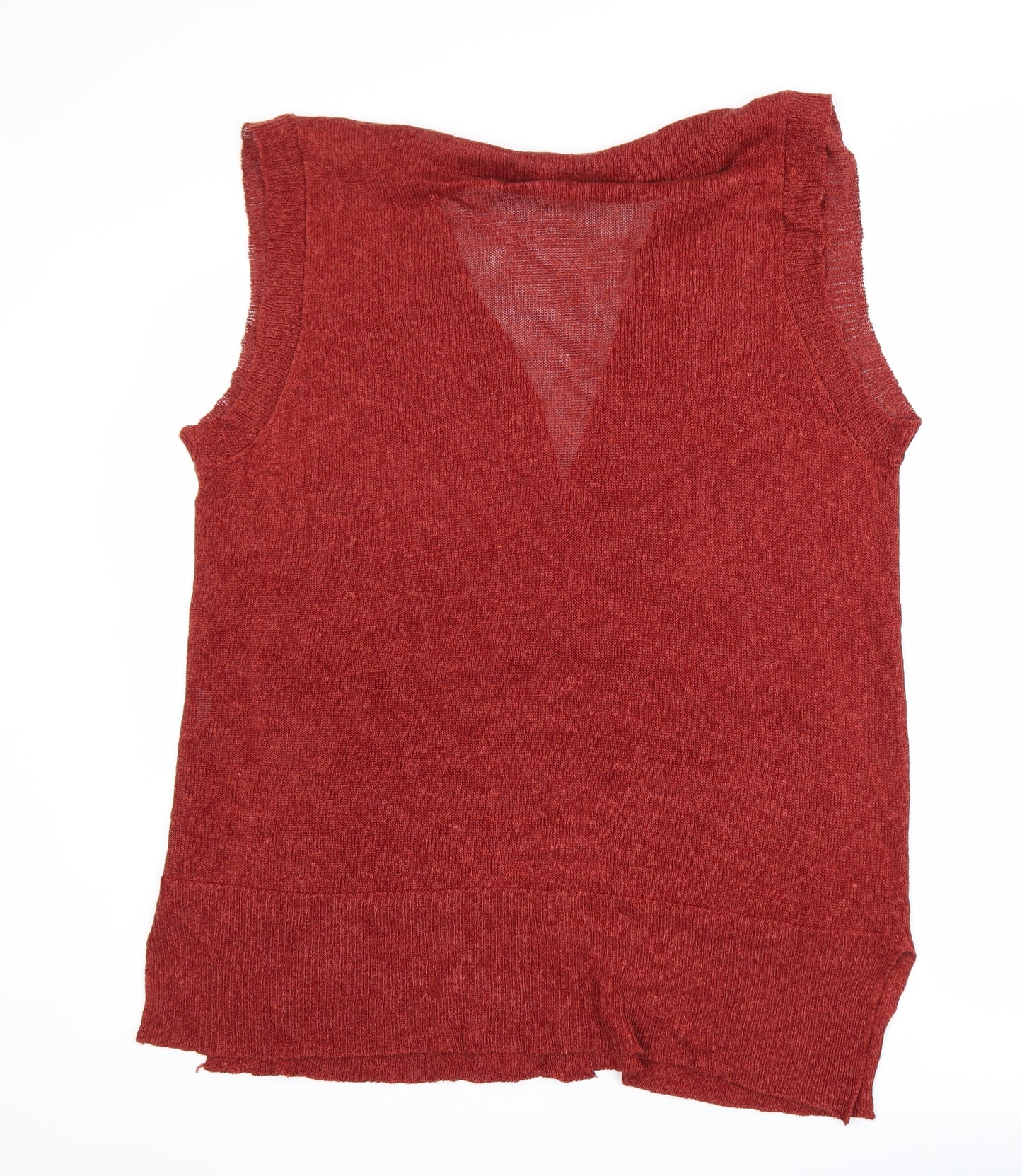 Zara Women Red Sleeveless Cardigan Knit Vest Size 14