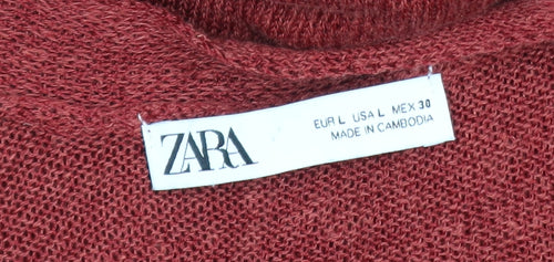 Zara Women Red Sleeveless Cardigan Knit Vest Size 14
