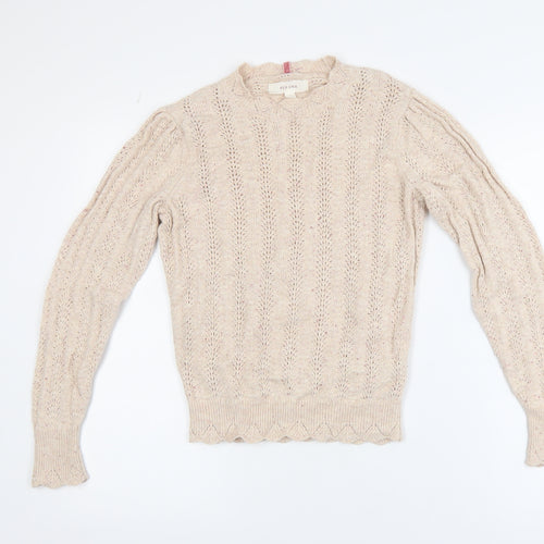 Marks and Spencer Per Una Beige Wool Cotton Blend Cable Knit Jumper Women’s Size 6