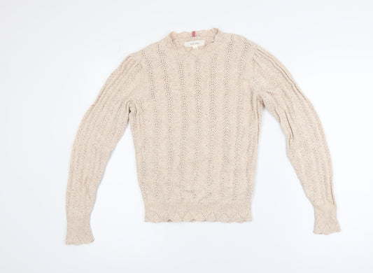 Marks and Spencer Per Una Beige Wool Cotton Blend Cable Knit Jumper Women’s Size 6