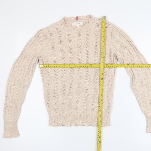 Marks and Spencer Per Una Beige Wool Cotton Blend Cable Knit Jumper Women’s Size 6