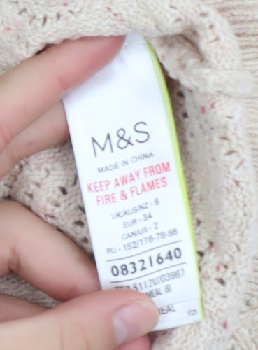 Marks and Spencer Per Una Beige Wool Cotton Blend Cable Knit Jumper Women’s Size 6