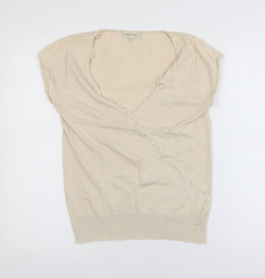 Rocha John Rocha Women Beige Knit Wrap Blouse Top Size 12