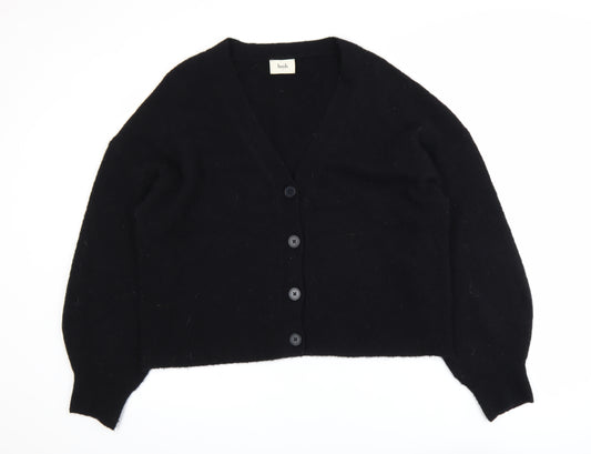 Hush Women's Black Wool Blend Button V-Neck Cardigan XL