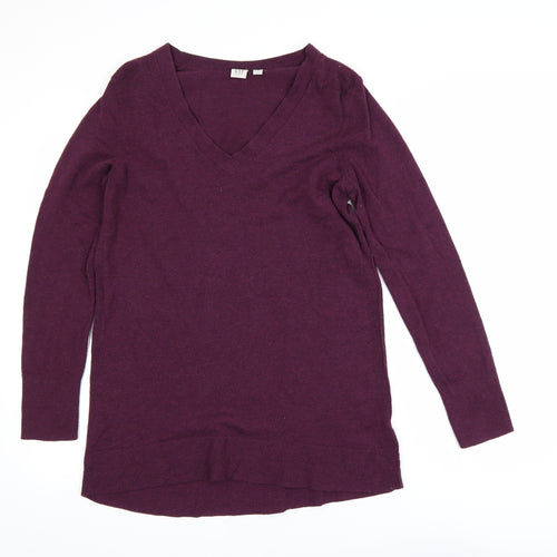 GAP Maternity Plum V-Neck Long Sleeve Wool Blend Jumper Size M