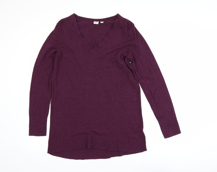 GAP Maternity Plum V-Neck Long Sleeve Wool Blend Jumper Size M