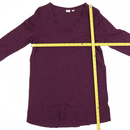 GAP Maternity Plum V-Neck Long Sleeve Wool Blend Jumper Size M