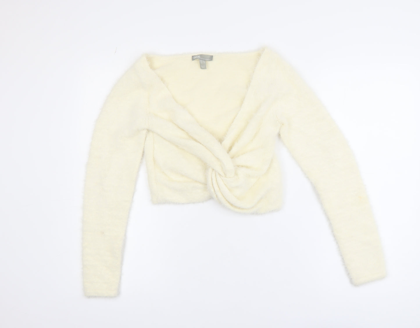 ASOS Womens Ivory Long Sleeve Twist Front Knit Cardigan UK 12
