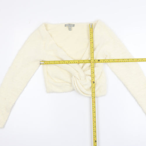 ASOS Womens Ivory Long Sleeve Twist Front Knit Cardigan UK 12