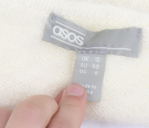 ASOS Womens Ivory Long Sleeve Twist Front Knit Cardigan UK 12