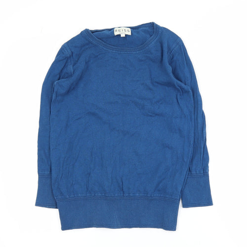 Reiss Men's Blue Cotton Crew Neck Jumper Size S