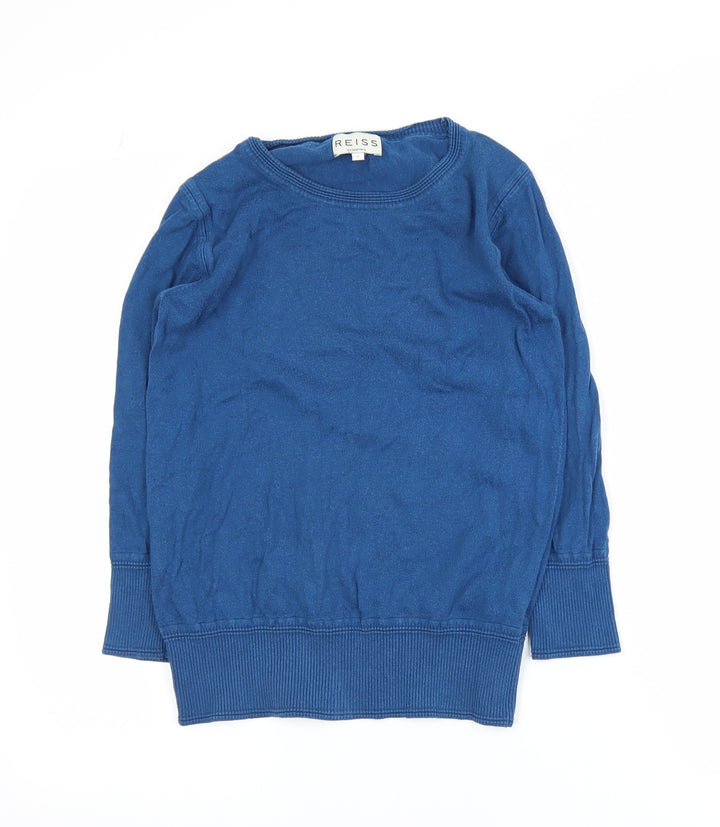 Reiss Men's Blue Cotton Crew Neck Jumper Size S